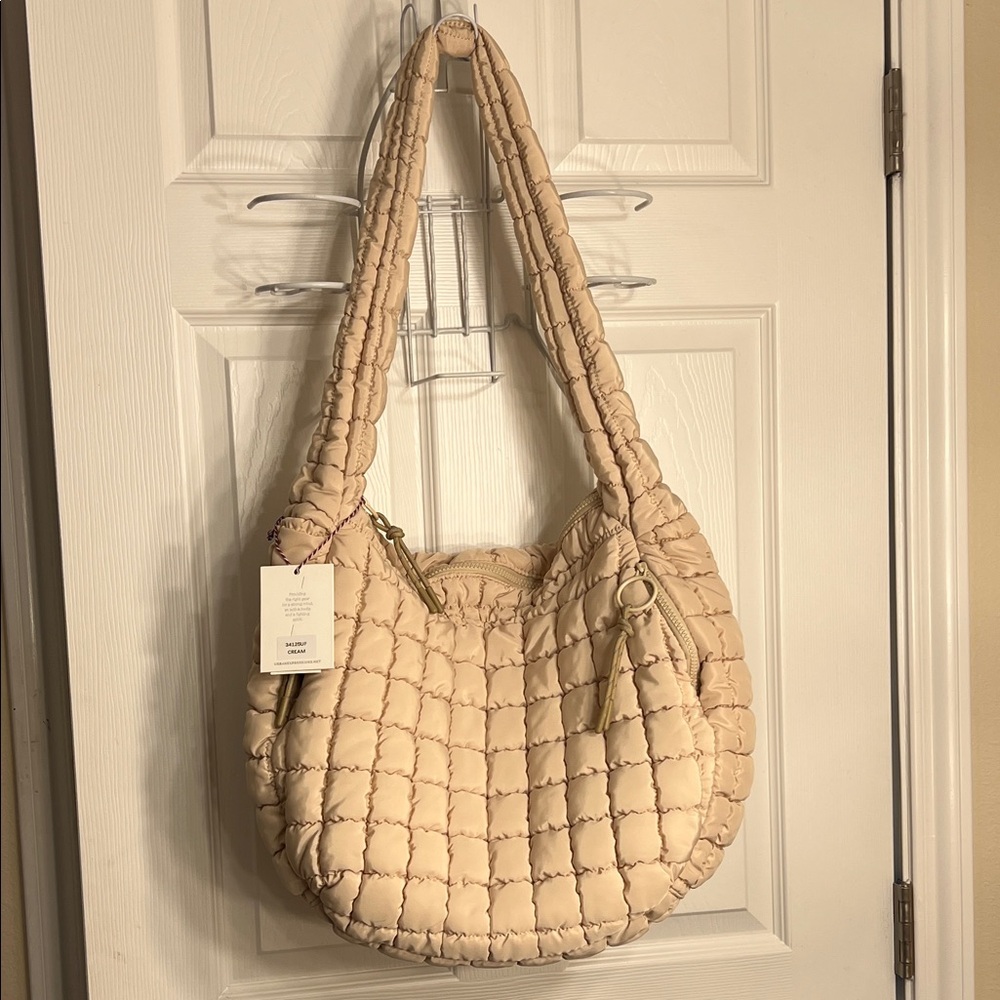 Quilted Cream Shoulder Bag